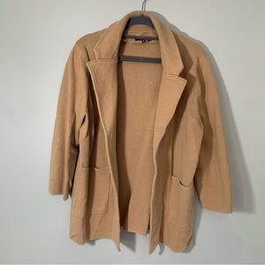 Quince tan camel long sleeve collared long sleeve open front cardigan sweater